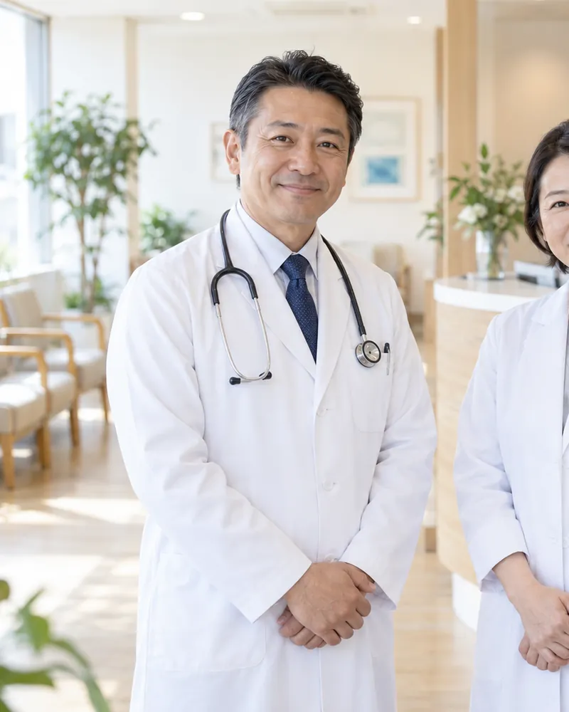 白衣姿の院長 朝日健太郎